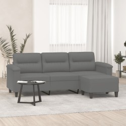 Canapé 3 places repose-pieds Gris foncé 180 cm Tissu microfibre 628069628069