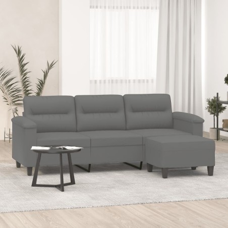 Canapé 3 places repose-pieds Gris foncé 180 cm Tissu microfibre 628069628069