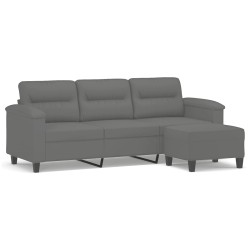 Canapé 3 places repose-pieds Gris foncé 180 cm Tissu microfibre 628069628069
