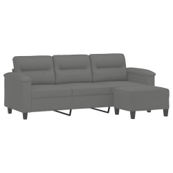 Canapé 3 places repose-pieds Gris foncé 180 cm Tissu microfibre 628069628069