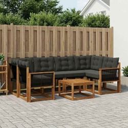 Ensemble de canapés d'extérieur 7 pcs Naturel et noir 628072628072