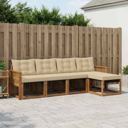 Ensemble de canapés d'extérieur 5 pcs Naturel et Beige 628074628074
