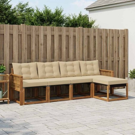Ensemble de canapés d'extérieur 5 pcs Naturel et Beige 628074628074