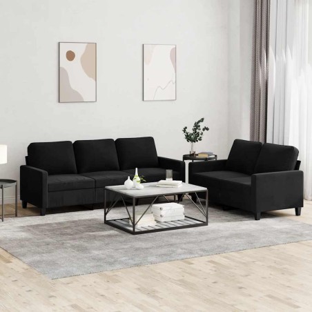 Ensemble de canapés 2 pcs avec coussins Noir Velours 628075628075