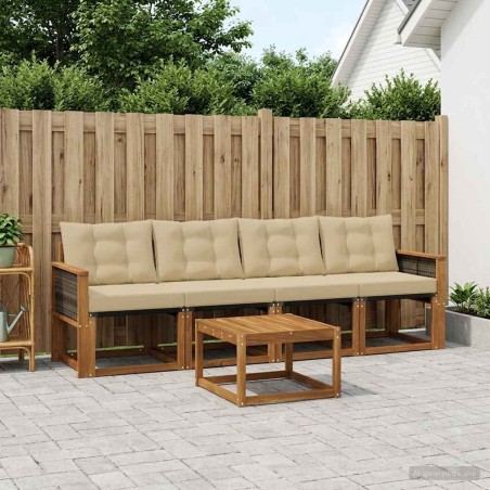 Ensemble de canapés d'extérieur 5 pcs Naturel et Beige 628078628078