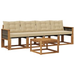 Ensemble de canapés d'extérieur 5 pcs Naturel et Beige 628078628078