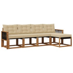 Ensemble de canapés d'extérieur 5 pcs Naturel et Beige 628079628079