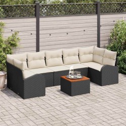 Ensemble de canapé de jardin 8 pcs Noir et Crème polyrotin 628080628080