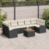 Ensemble de canapé de jardin 8 pcs Noir et Crème polyrotin 628080628080