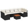 Ensemble de canapé de jardin 8 pcs Noir et Crème polyrotin 628080628080