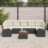 Ensemble de canapé de jardin 8 pcs Noir et Crème polyrotin 628080628080