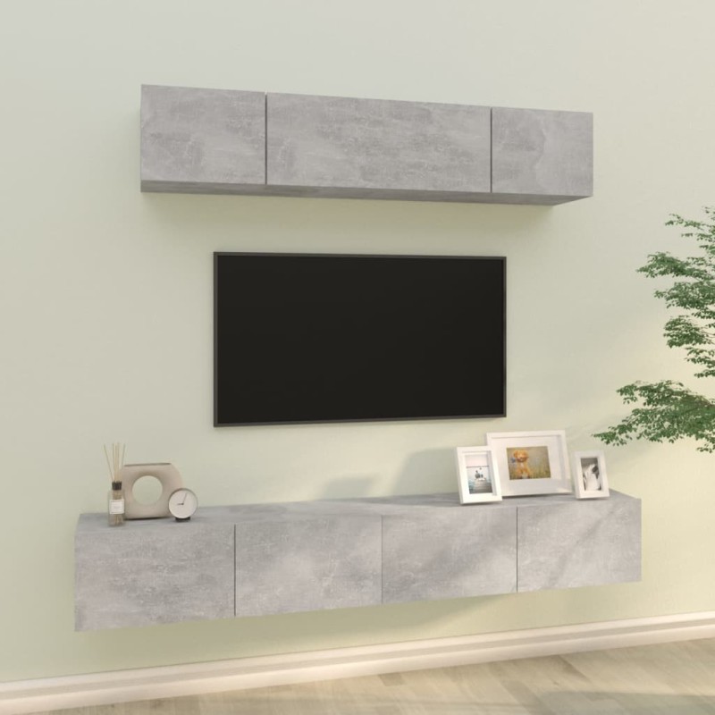 Ensemble de meubles TV 4 pcs Gris béton Bois d'ingénierie 628081628081
