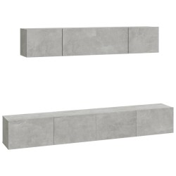 Ensemble de meubles TV 4 pcs Gris béton Bois d'ingénierie 628081628081