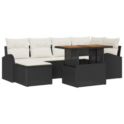 Ensemble de canapé de jardin 7 pcs Noir Poly rotin 628084628084