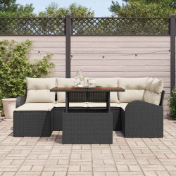 Ensemble de canapé de jardin 7 pcs Noir Poly rotin 628084628084