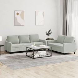 Ensemble de canapés 2 pcs avec coussins Gris clair Velours 628087628087