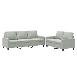 Ensemble de canapés 2 pcs avec coussins Gris clair Velours 628087628087