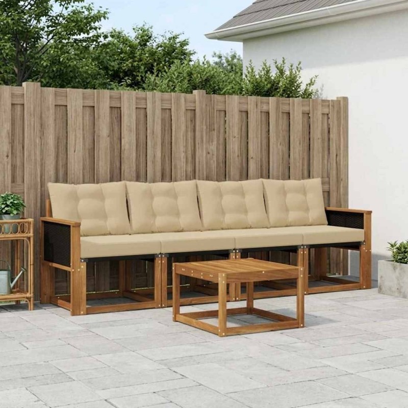 Ensemble de canapés d'extérieur 5 pcs Naturel et Beige 628089628089