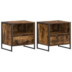Table de chevet avec tiroir 2 pcs Chêne Fumé 50 x 39,5 x 50 cm 628096628096