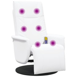 Fauteuil inclinable de massage repose-pieds blanc similicuir 628103628103