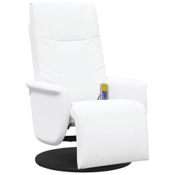 Fauteuil inclinable de massage repose-pieds blanc similicuir 628103628103