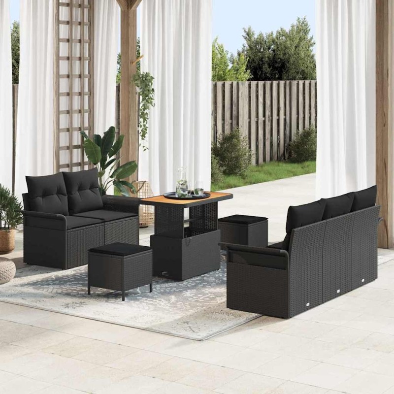 Ensemble de canapé de jardin avec coussin 8 pcs Noir 628105628105