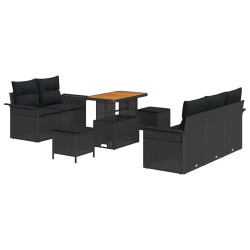 Ensemble de canapé de jardin avec coussin 8 pcs Noir 628105628105