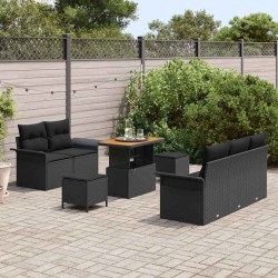 Ensemble de canapé de jardin avec coussin 8 pcs Noir 628105628105