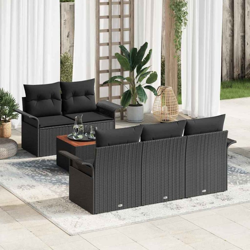 Ensemble de canapé de jardin avec stockage 6 pcs Noir polyrotin 628106628106