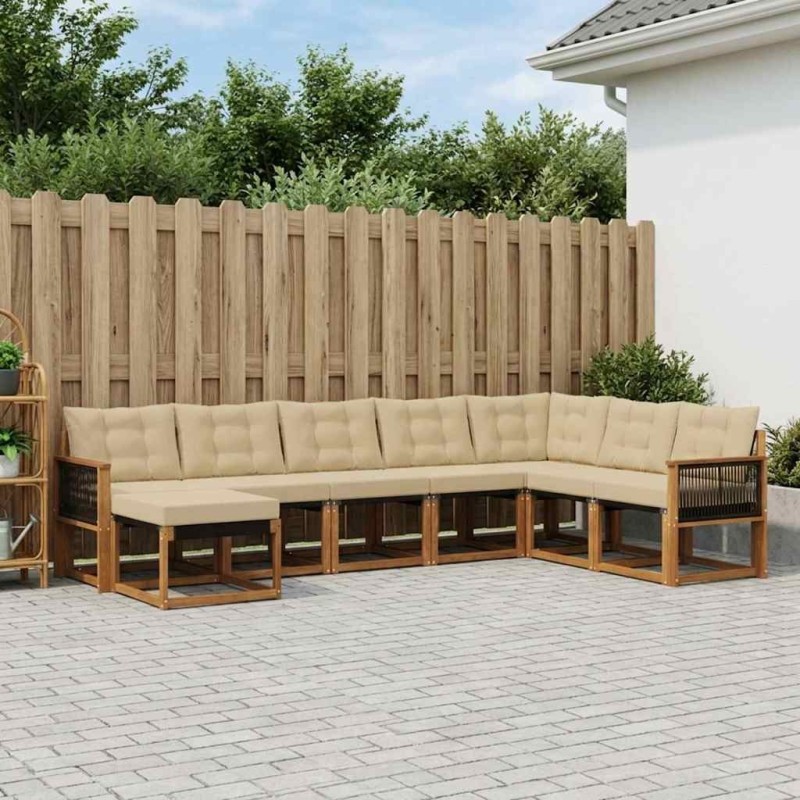 Ensemble de canapés d'extérieur 8 pcs Naturel et Beige 628108628108