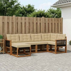 Ensemble de canapés d'extérieur 6 pcs Naturel et Beige 628109628109