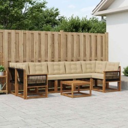 Ensemble de canapés d'extérieur 8 pcs Naturel et Beige 628111628111