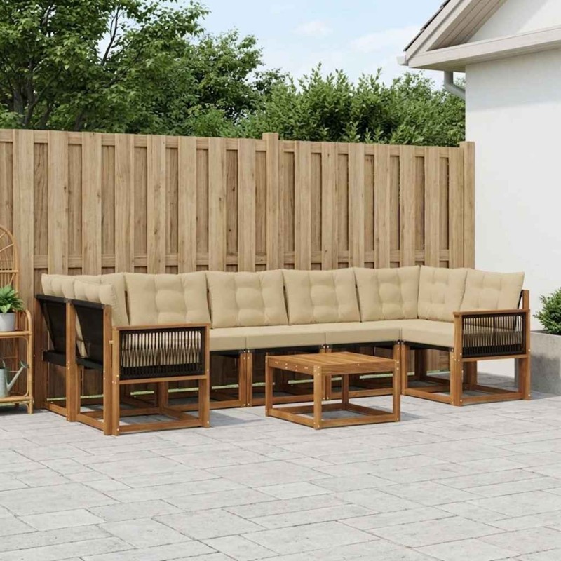 Ensemble de canapés d'extérieur 8 pcs Naturel et Beige 628111628111