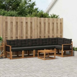 Ensemble de canapés d'extérieur 7 pcs Naturel et noir 628112628112