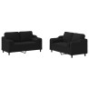 Ensemble de canapés 2 pcs avec coussins noir tissu 628114628114