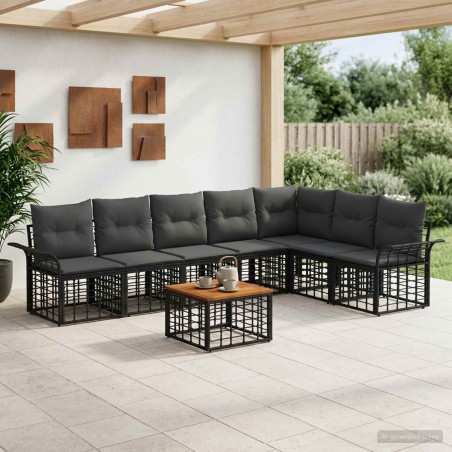 Ensemble de canapés d'extérieur 8 pcs Noir et Gris foncé 628117628117