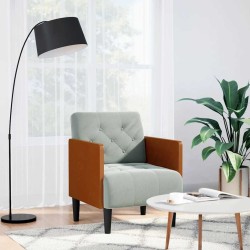 Fauteuil canapé avec accoudoirs gris clair 55 cm velours 628120628120