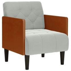Fauteuil canapé avec accoudoirs gris clair 55 cm velours 628120628120