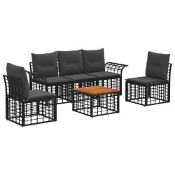 Ensemble de canapés d'extérieur 6 pcs Noir et Gris foncé 628122628122