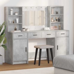 Ensemble de table de maquillage avec LED 3 pcs Gris béton 628128628128