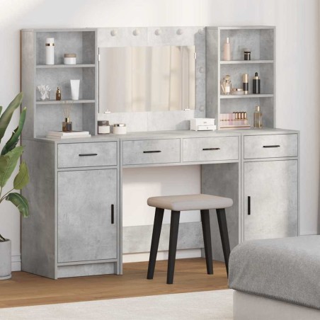 Ensemble de table de maquillage avec LED 3 pcs Gris béton 628128628128