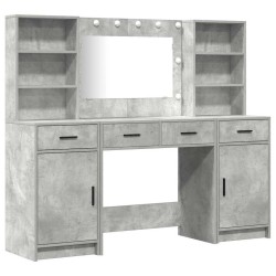 Ensemble de table de maquillage avec LED 3 pcs Gris béton 628128628128