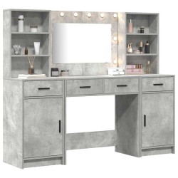 Ensemble de table de maquillage avec LED 3 pcs Gris béton 628128628128