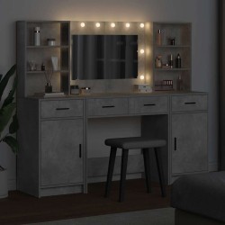 Ensemble de table de maquillage avec LED 3 pcs Gris béton 628128628128