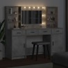 Ensemble de table de maquillage avec LED 3 pcs Gris béton 628128628128