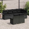 Ensemble de canapé de jardin avec coussin 7 pcs Noir Poly rotin 628130628130