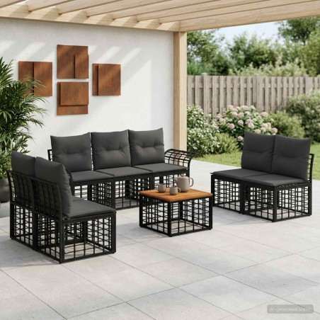 Ensemble de canapés d'extérieur 8 pcs Noir et Gris foncé 628131628131