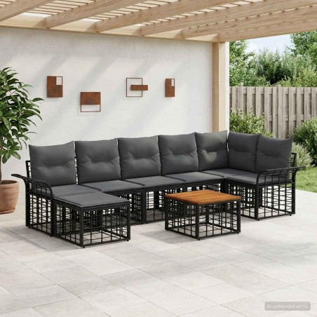 Ensemble de canapés d'extérieur 8 pcs Noir et Gris foncé 628132628132