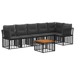 Ensemble de canapé de jardin 7 pcs Noir et Gris foncé polyrotin 628134628134