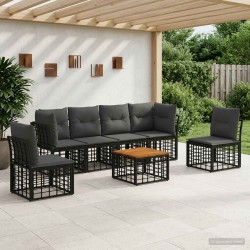 Ensemble de canapés d'extérieur 7 pcs Noir et Gris foncé 628135628135
